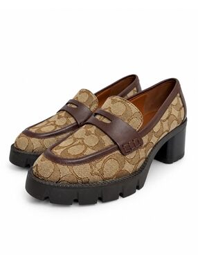 Coach Cora C5909 Signature Jacquard Loafer Pumps Brown Women’s 6.5B